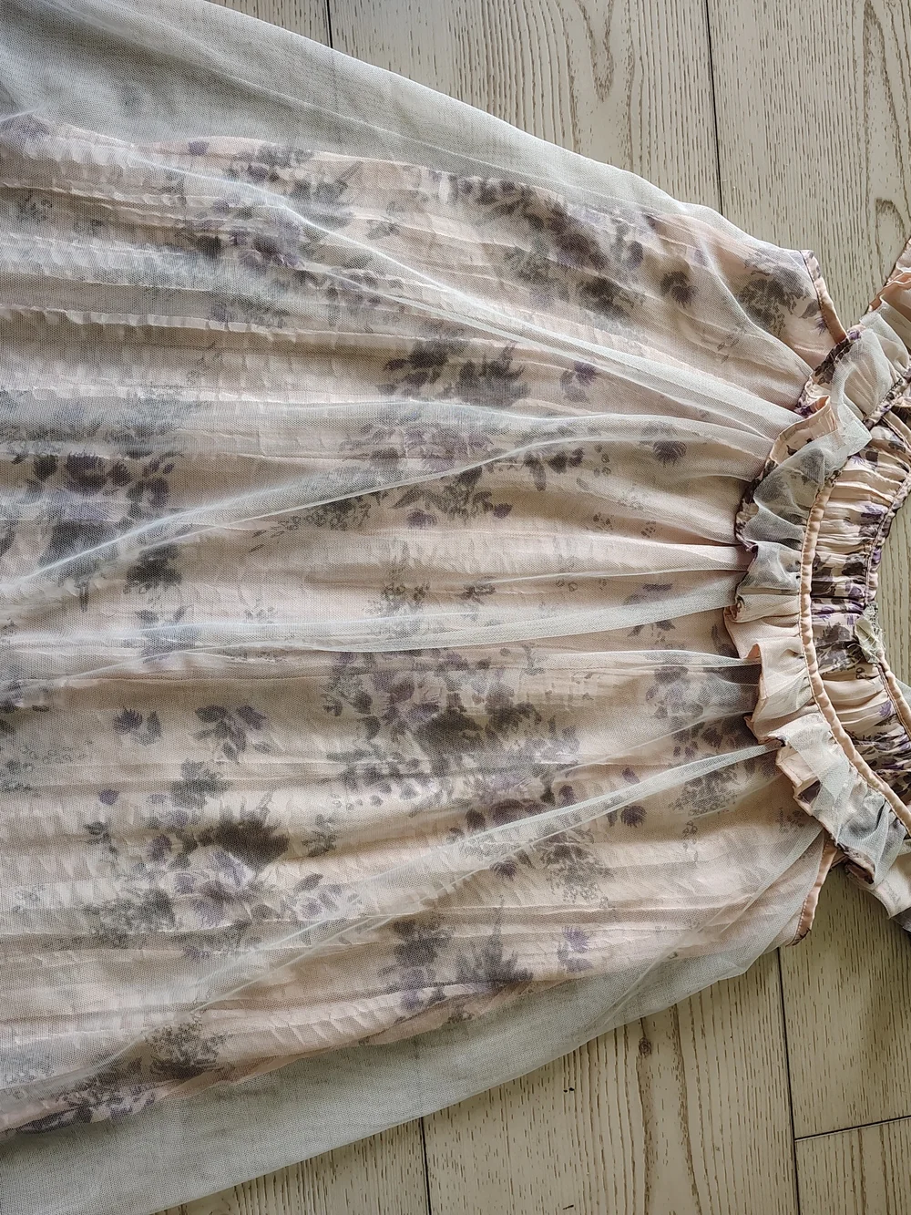 Sheer Floral Ruffle Cami — Blush and Lavender